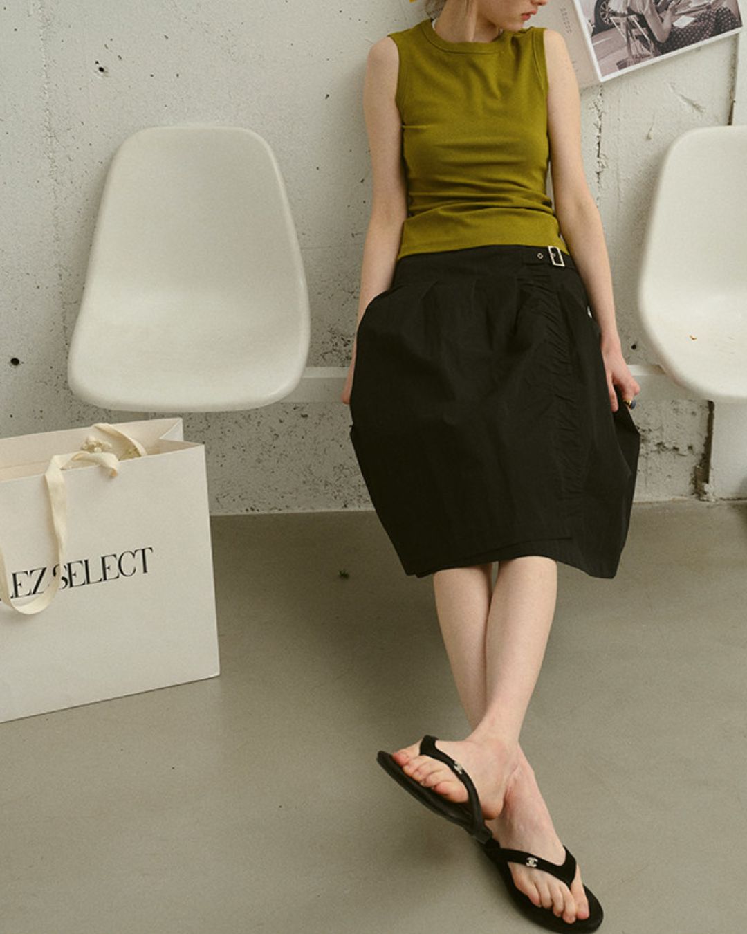 A-line Knee-length Wrap Skirt　SK022