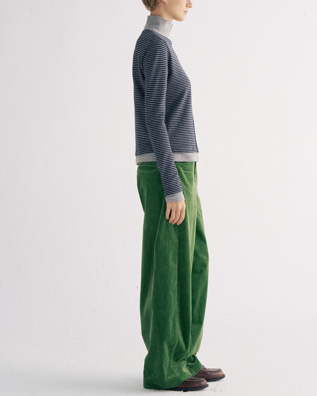 Color Block Faux Layer High Neck Knit　KN083