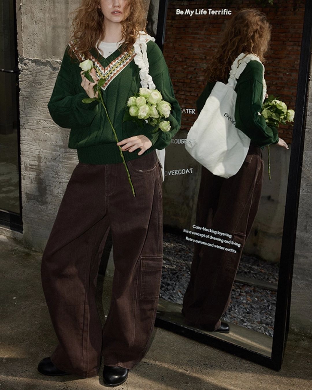 Fair Isle V-neck Sweater　KN053