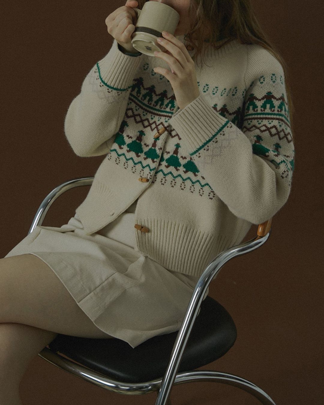 Fair Isle Retro Knit Cardigan　KN039