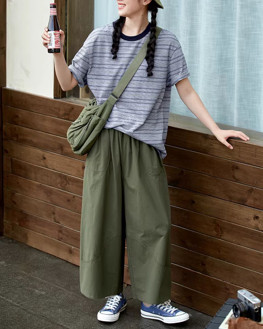 Breathable Cropped Wide Pants　PT048