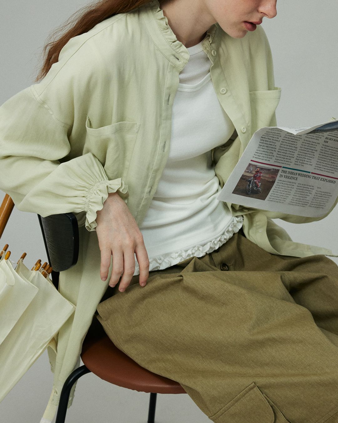 Stand Collar Frill Shirt　LS001