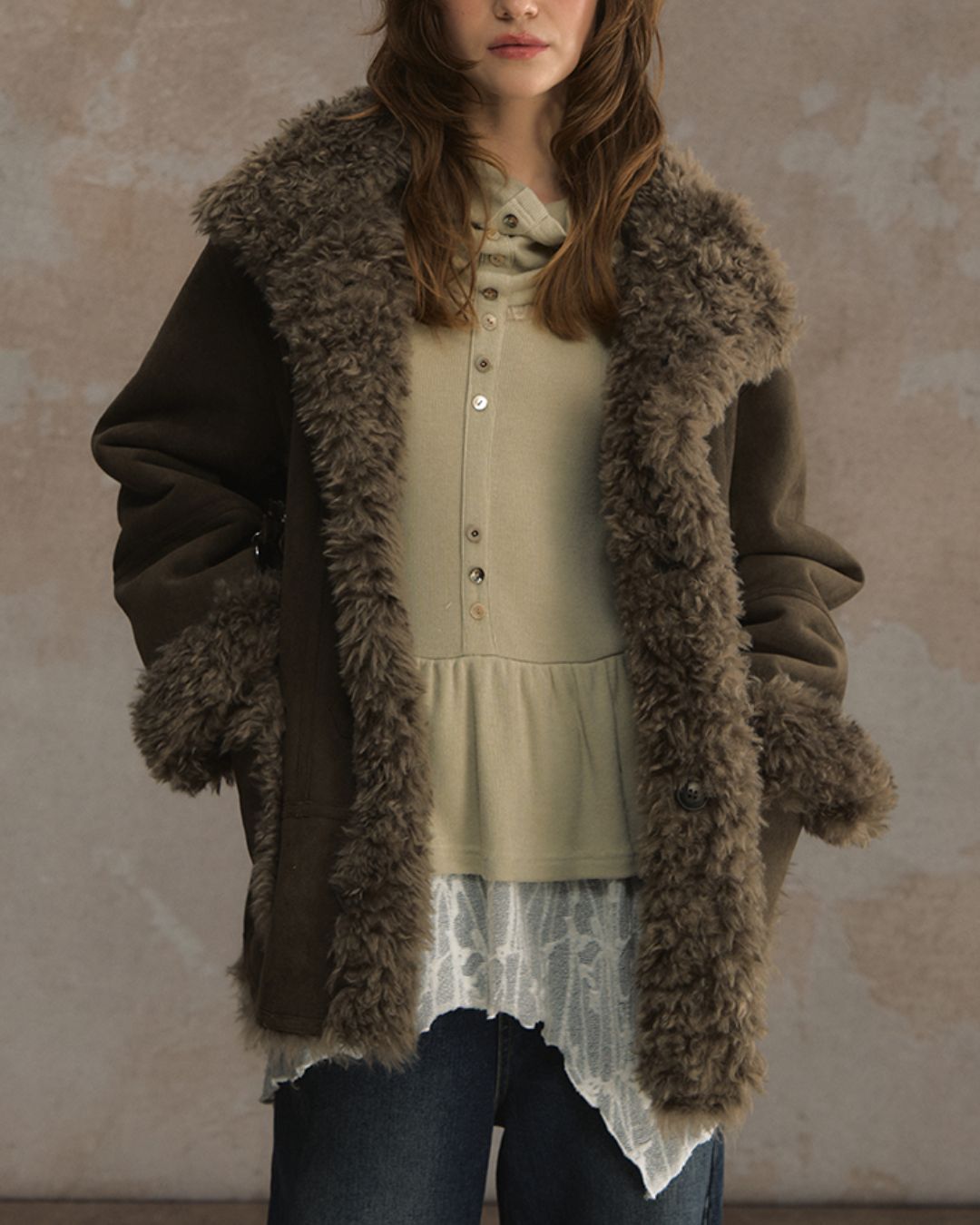 Reversible Mouton Fur Coat　CT025