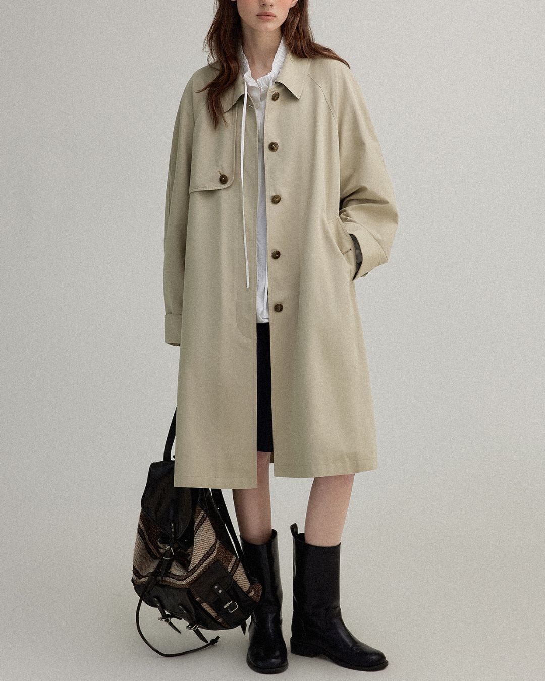 Back Pleated Trench Coat　CT001