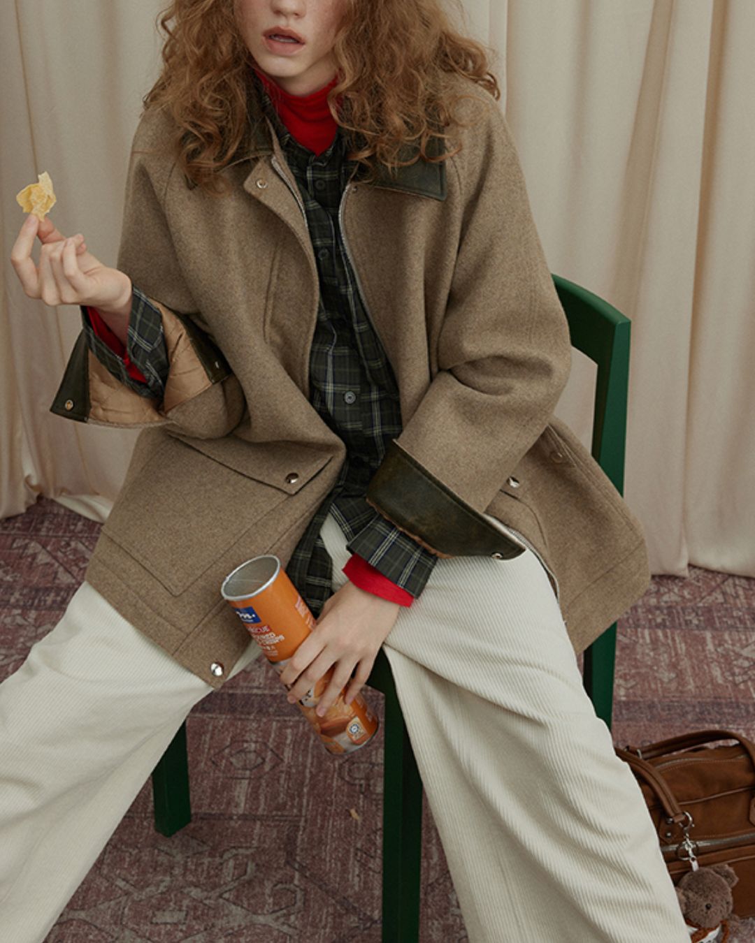 Retro Contrast Check Shirt　LS035