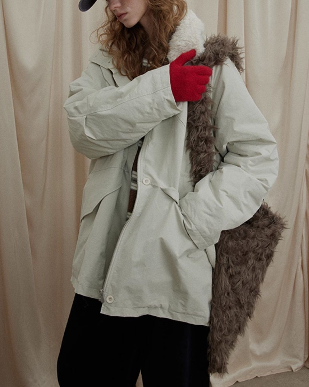 Fur-lined Military Coat　CT014
