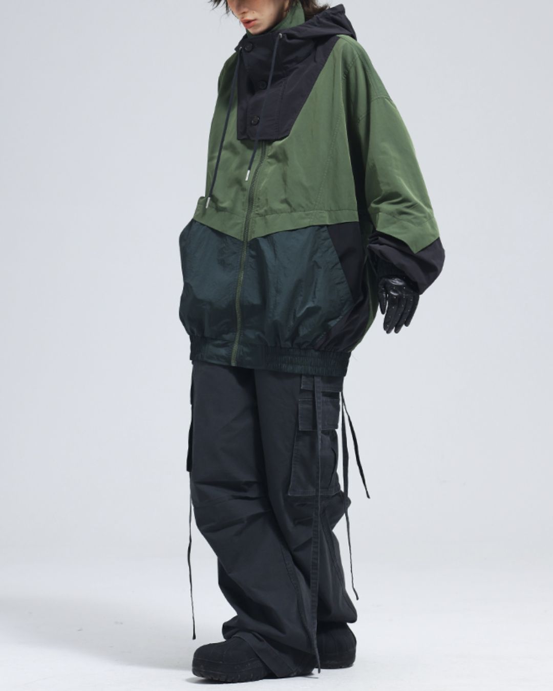 Oversized Colorblock Nylon Jacket　JK072