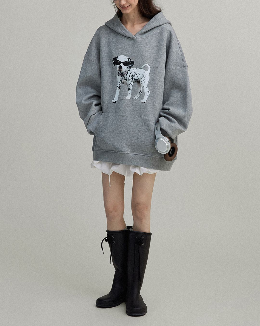 Dalmatian Print Oversized Hoodie　HD002