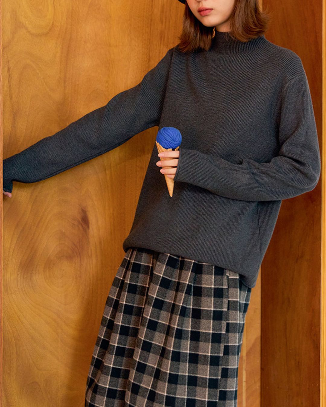 Basic Rib Mock Neck Knit　KN090