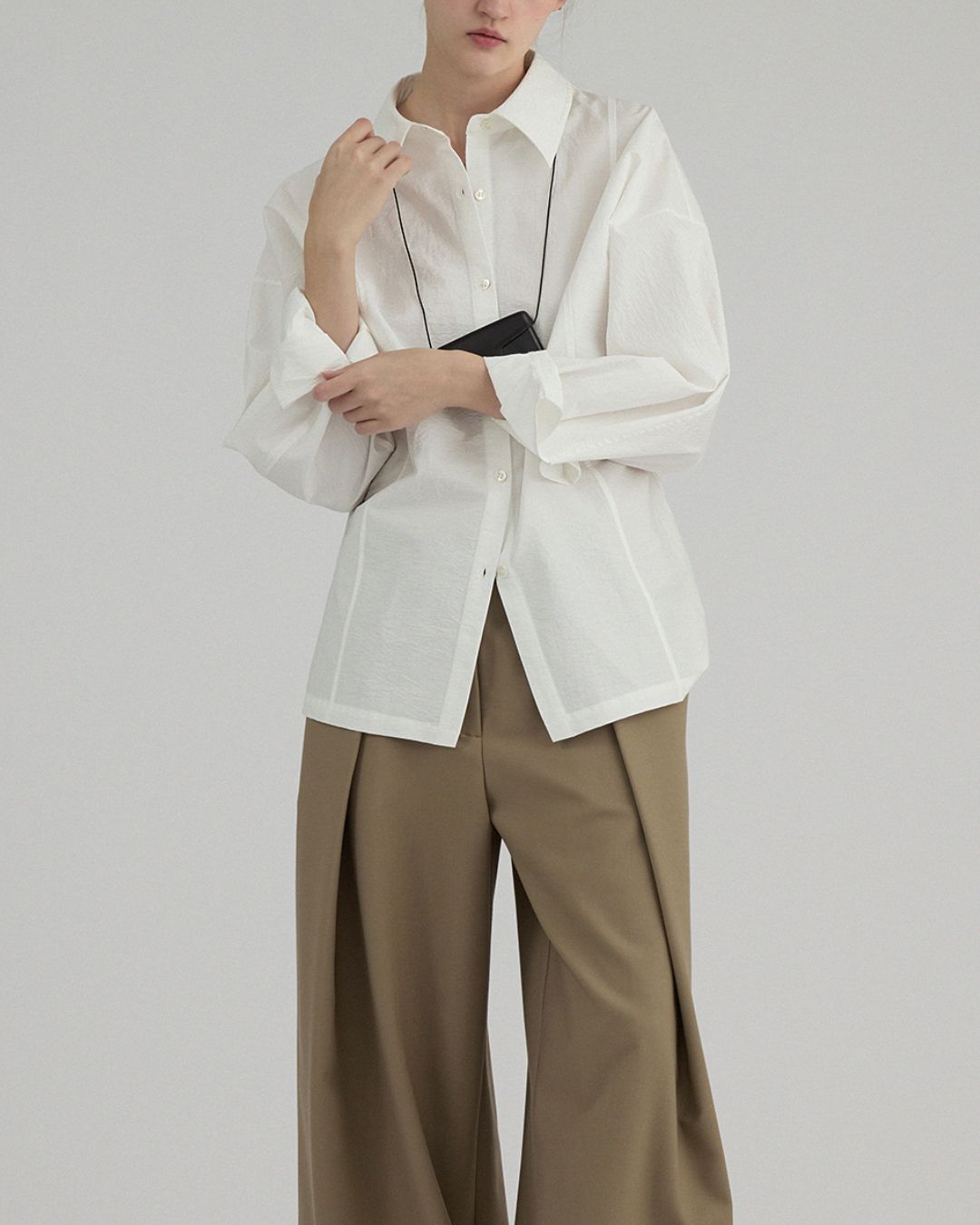 Back Button Basic Shirt　LS022