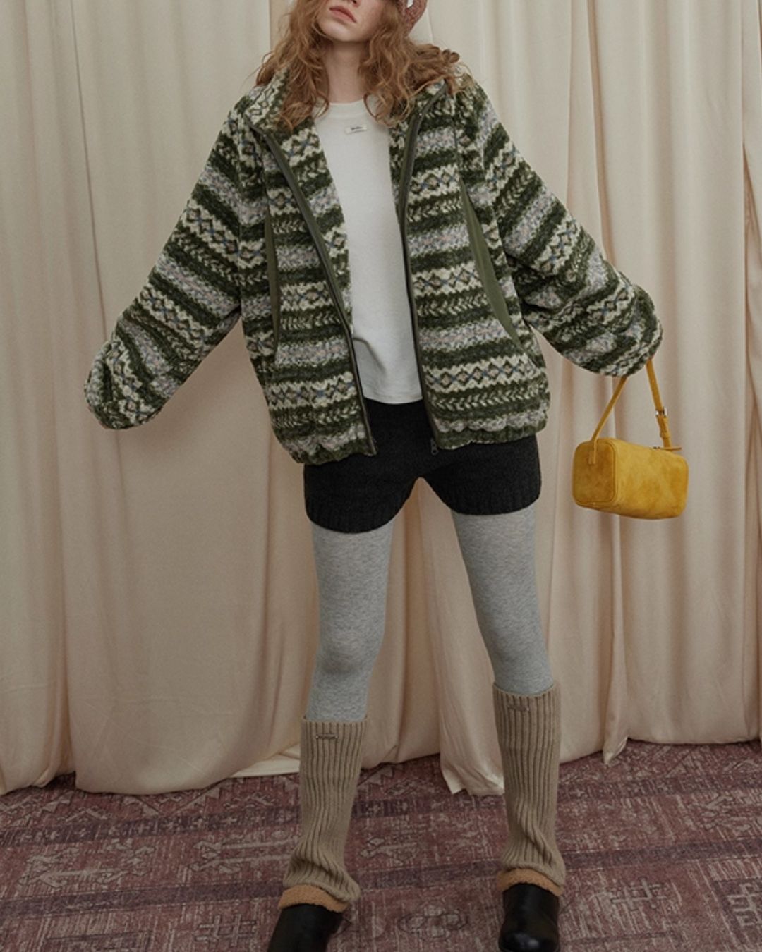 Fleece All-over Border Jacket　JK042