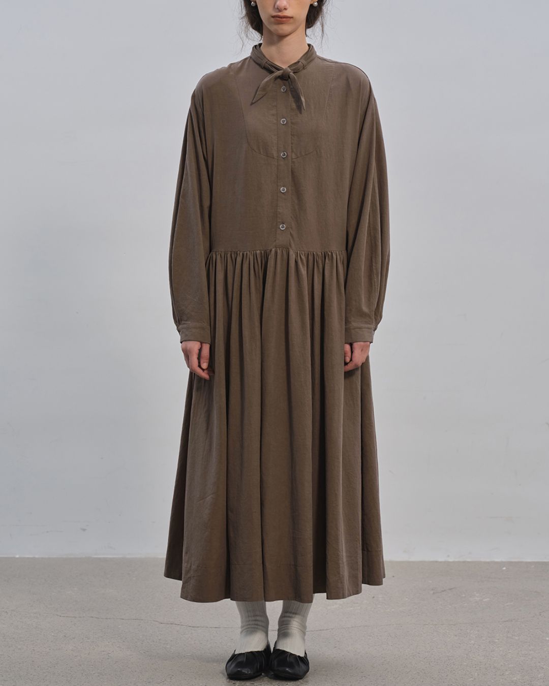 Gathered Long Shirt Dress　OP003