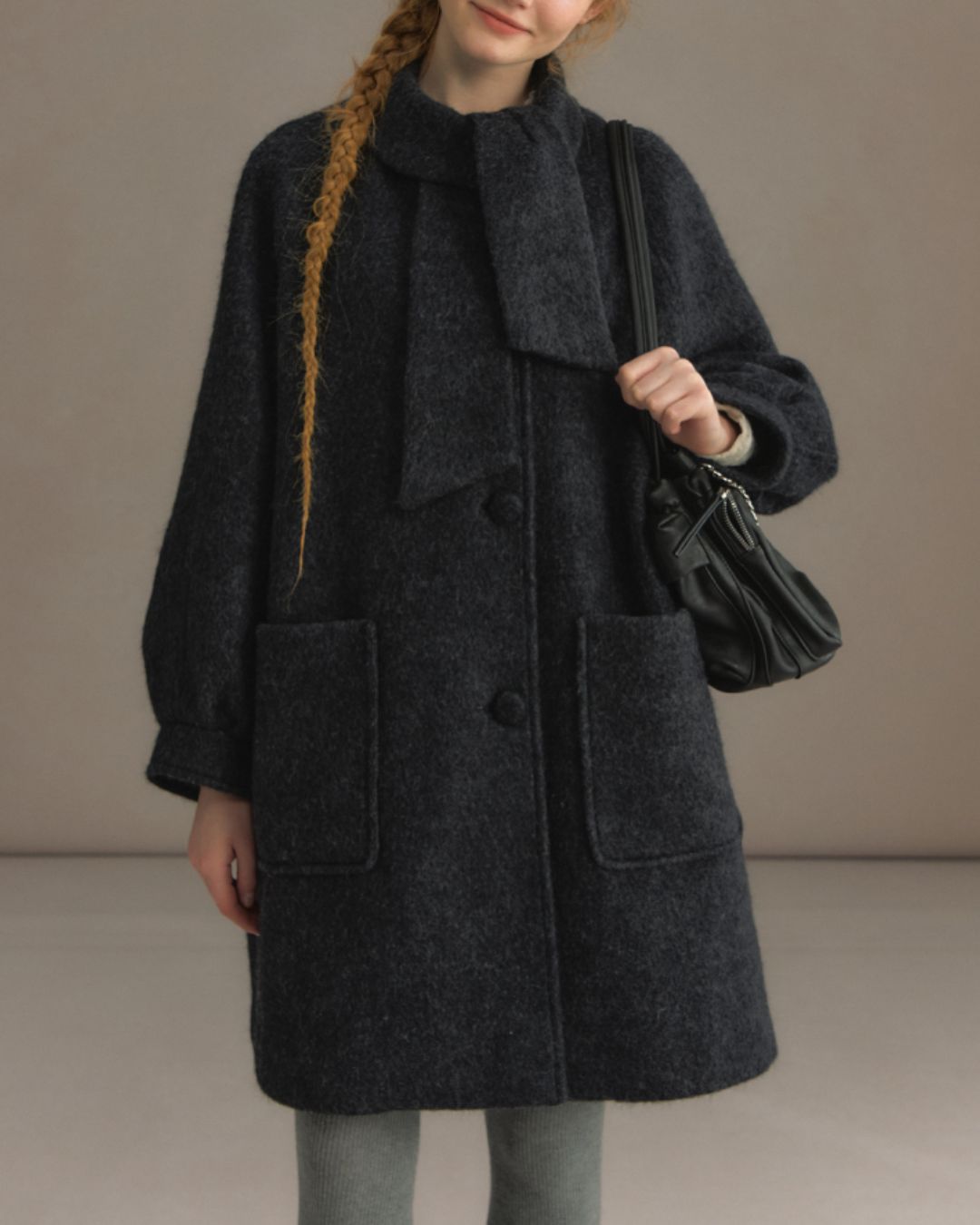 Bowtie Collar A-line Coat　CT023