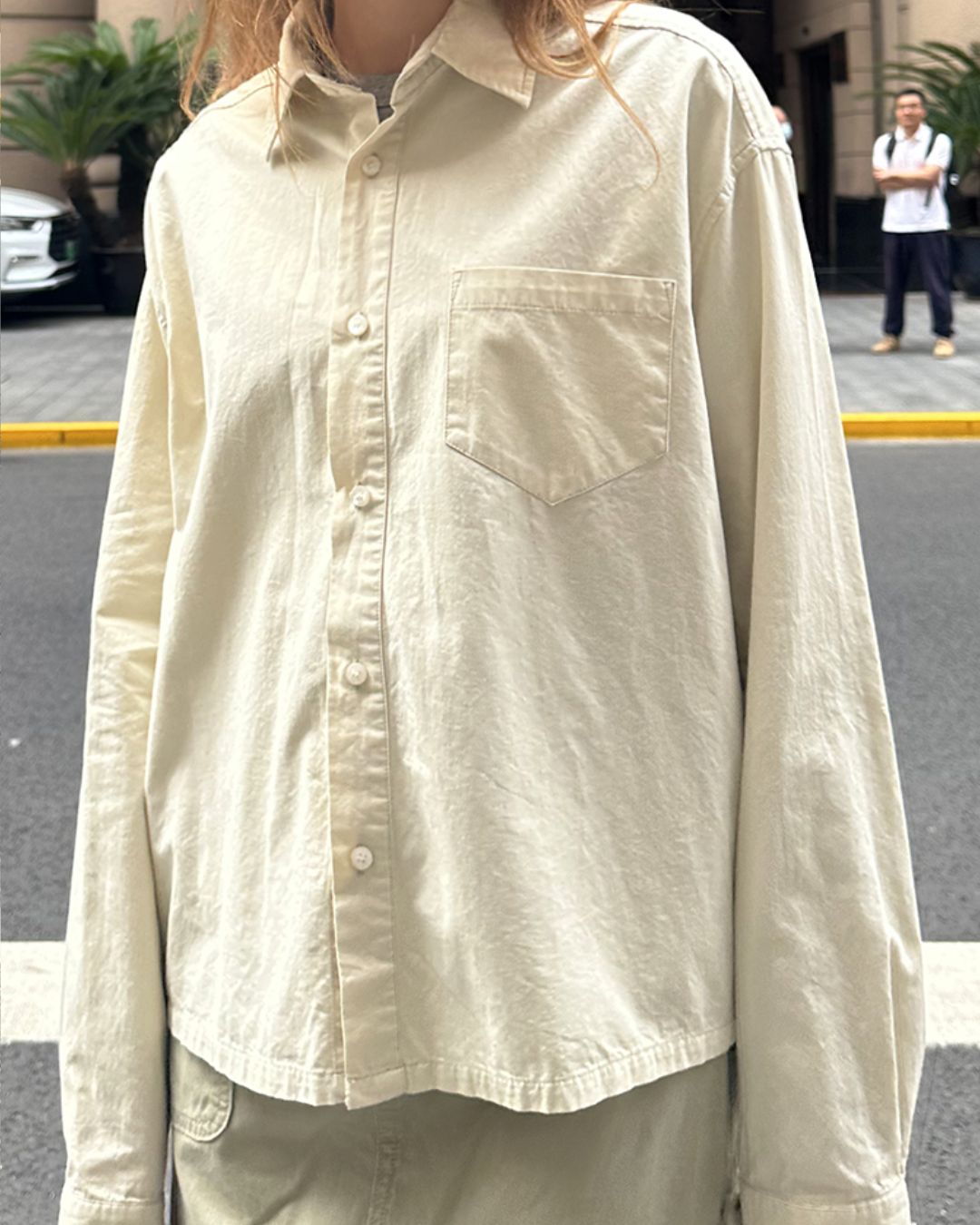 Cropped Cotton Shirt　LS007