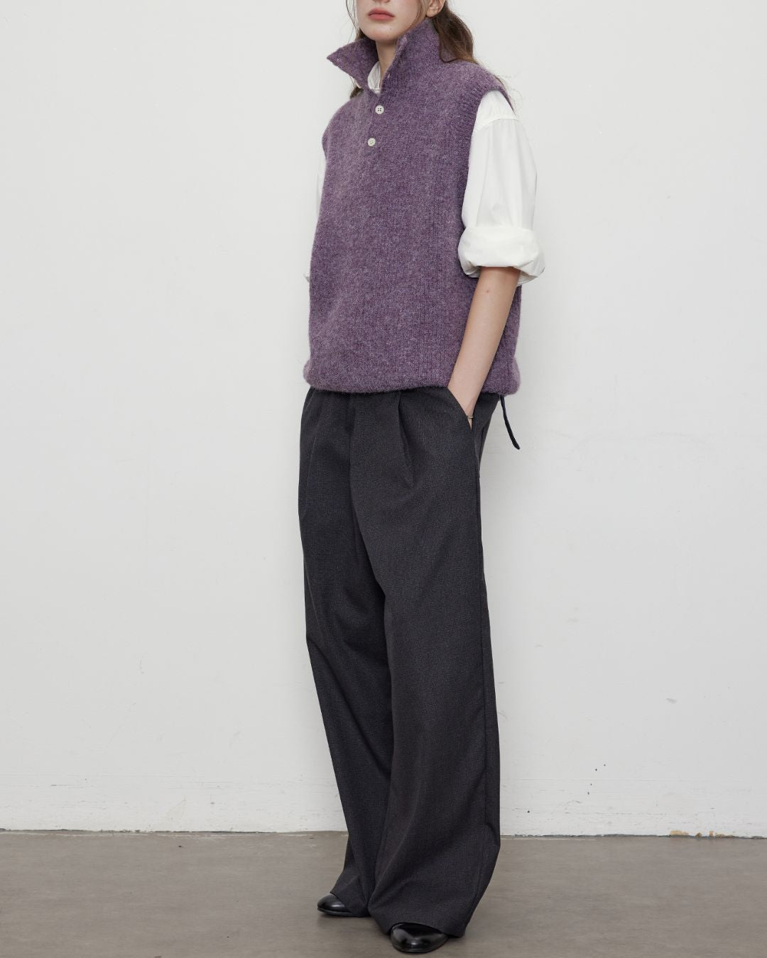 Houndstooth Draped Wide Pants　PT020