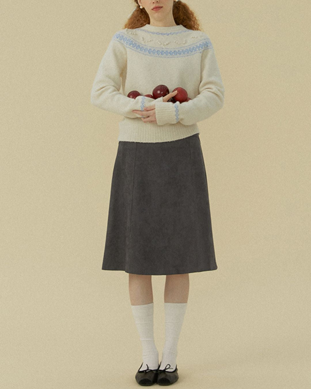 Pom-pom Fair Isle Sweater　KN078