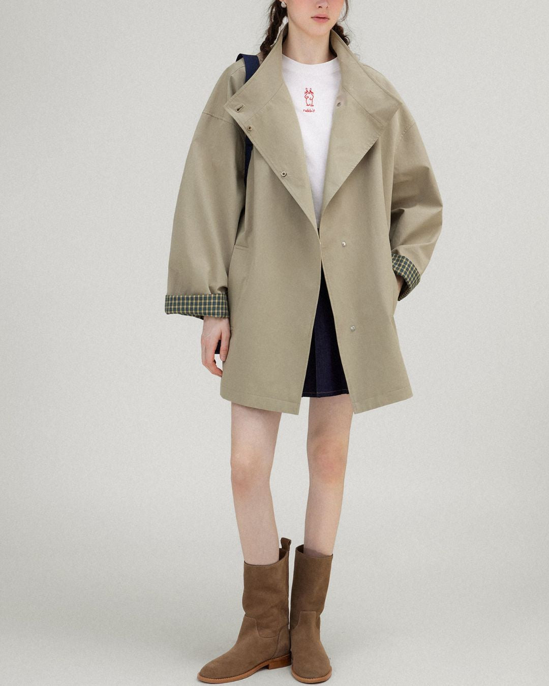 Stand Collar Mid-length Jacket　JK017