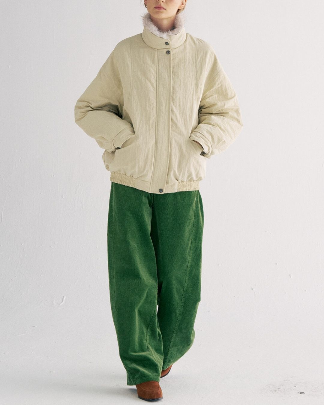 Detachable Fur Collar Quilted Jacket　JK078