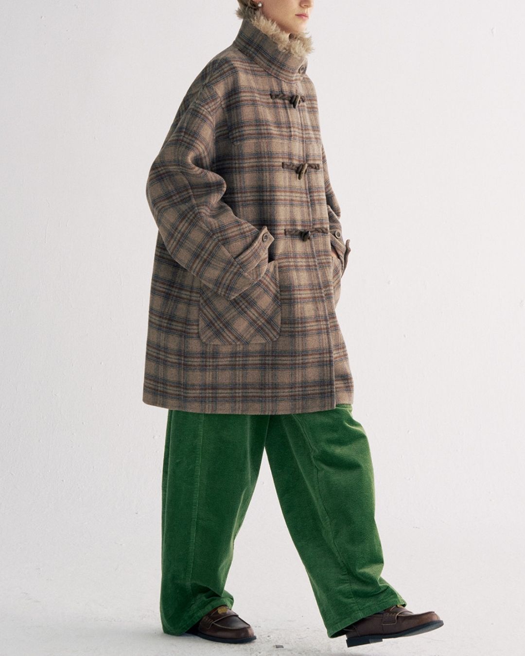 Stand Collar Duffle Check Coat　CT031