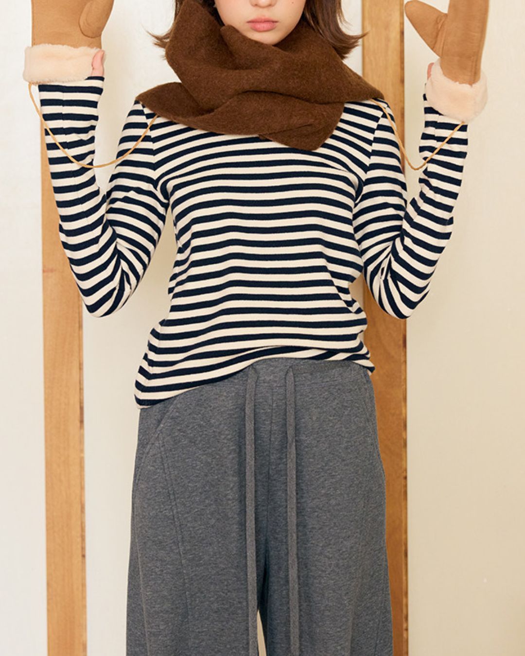 Border Thick Long Sleeve T-Shirt　LT020