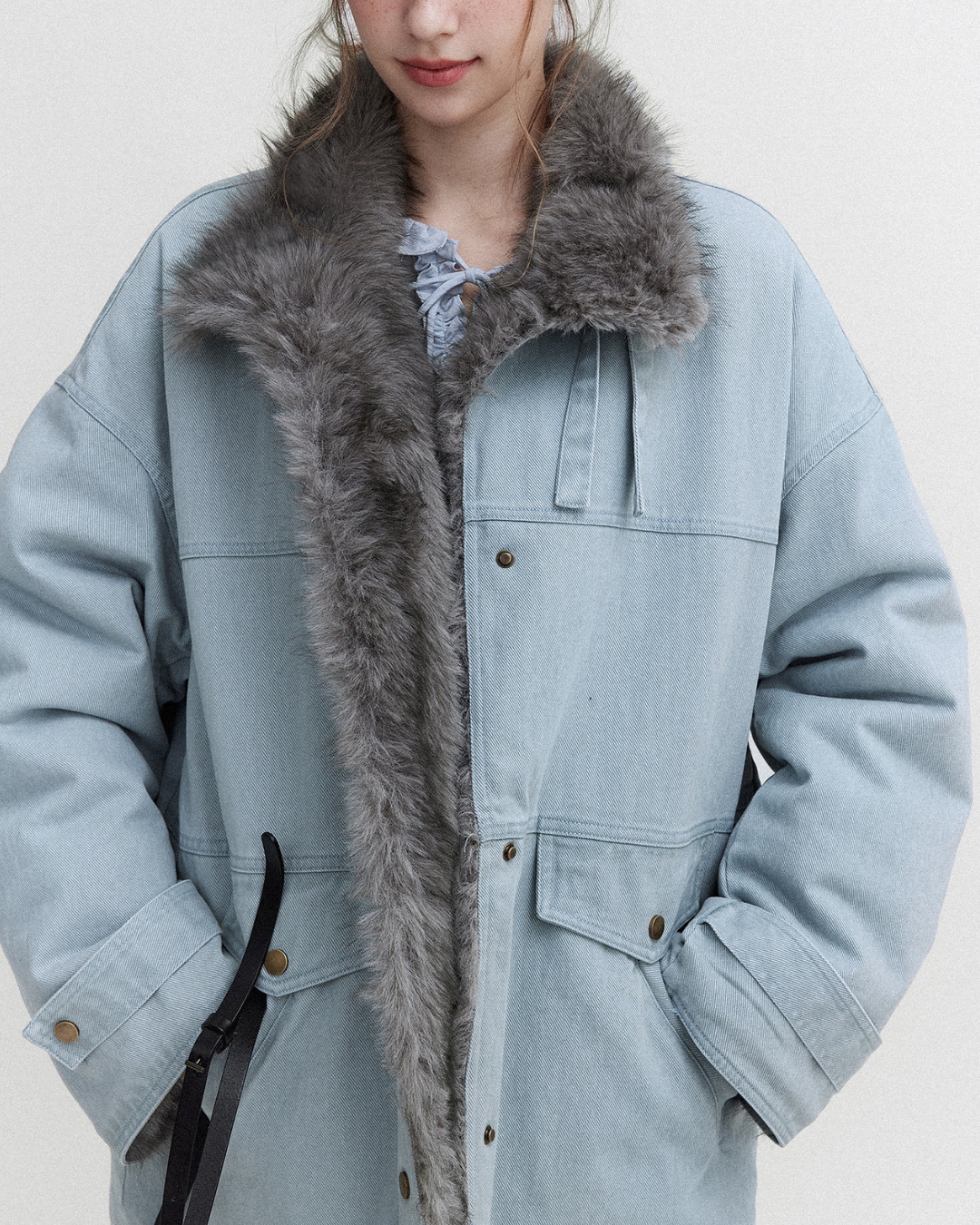 Vintage Fur-lined Denim Jacket　JK081