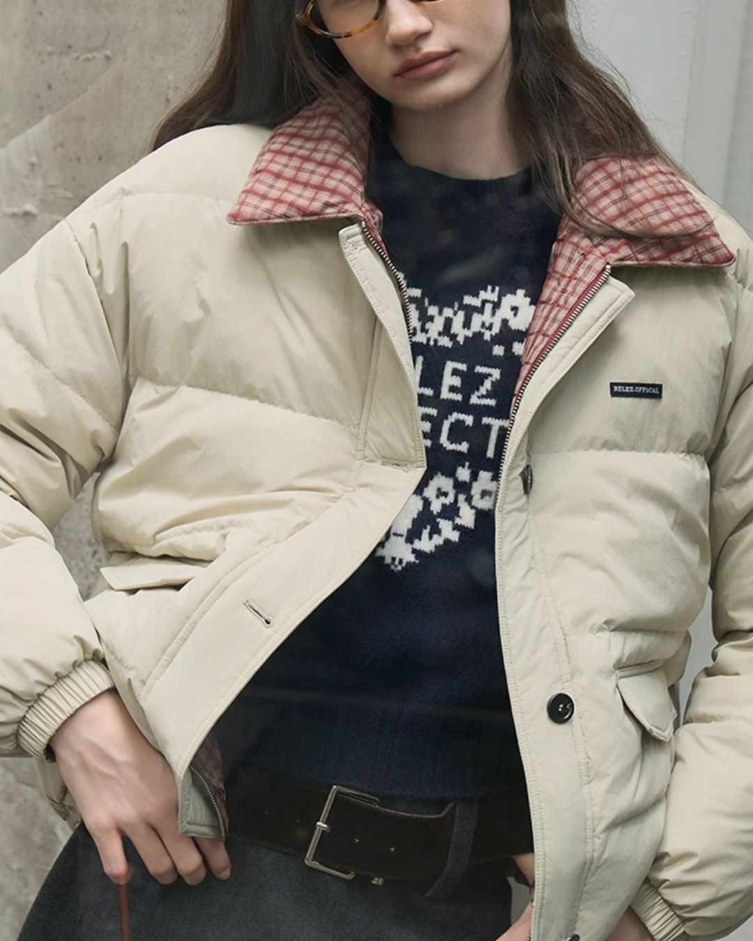 Check Reversible Down Jacket　JK047