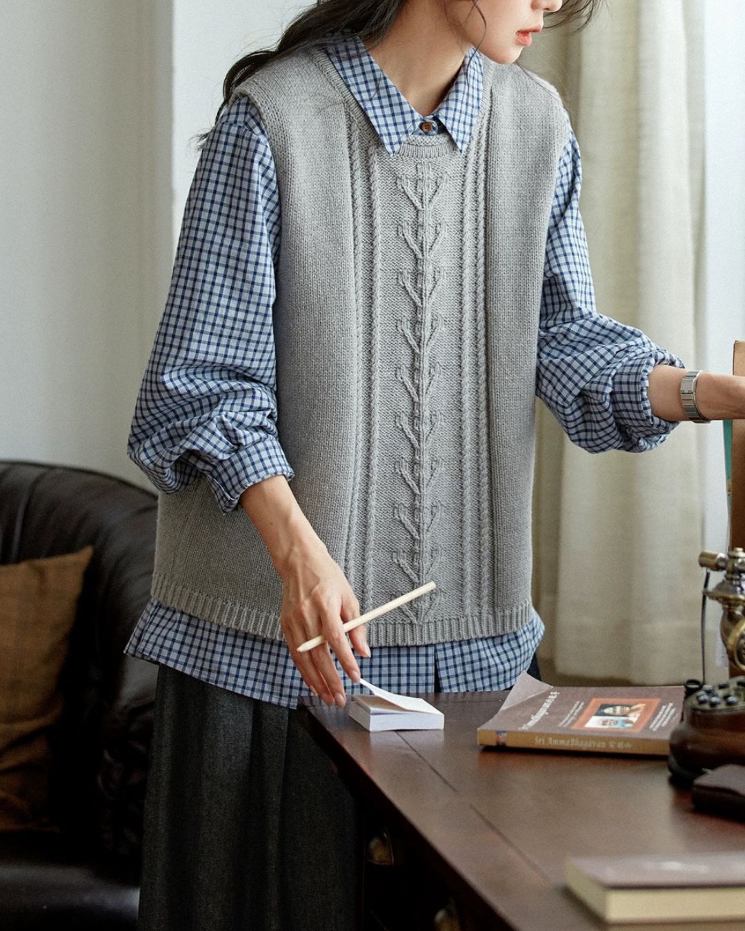 Classic Blue Check Shirt　LS058