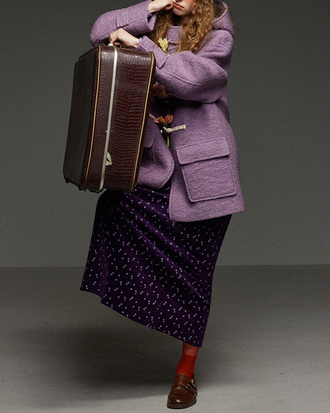 Retro Flower Corduroy Long Skirt　SK013