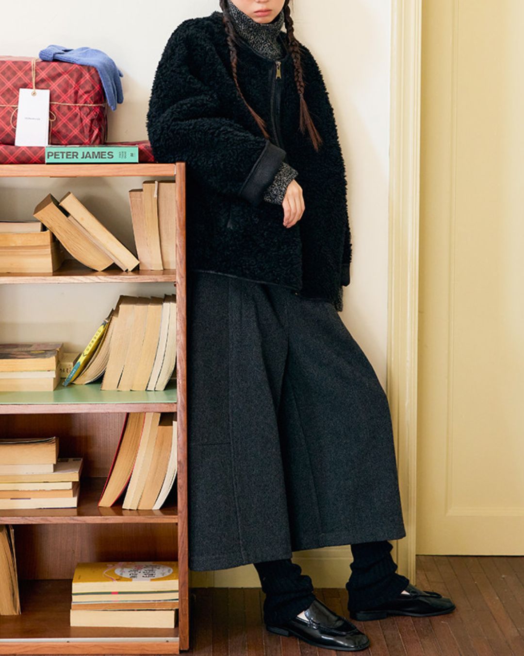 Wool Blend Wide Cropped Pants　PT035