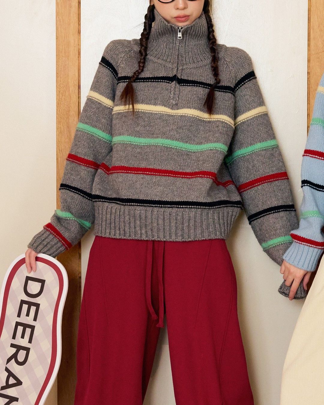 Multi-border Half-zip Knit　KN091