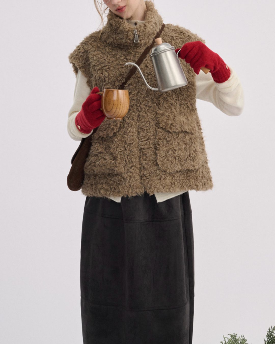 Stand Collar Boa Flap Pocket Vest　VT015