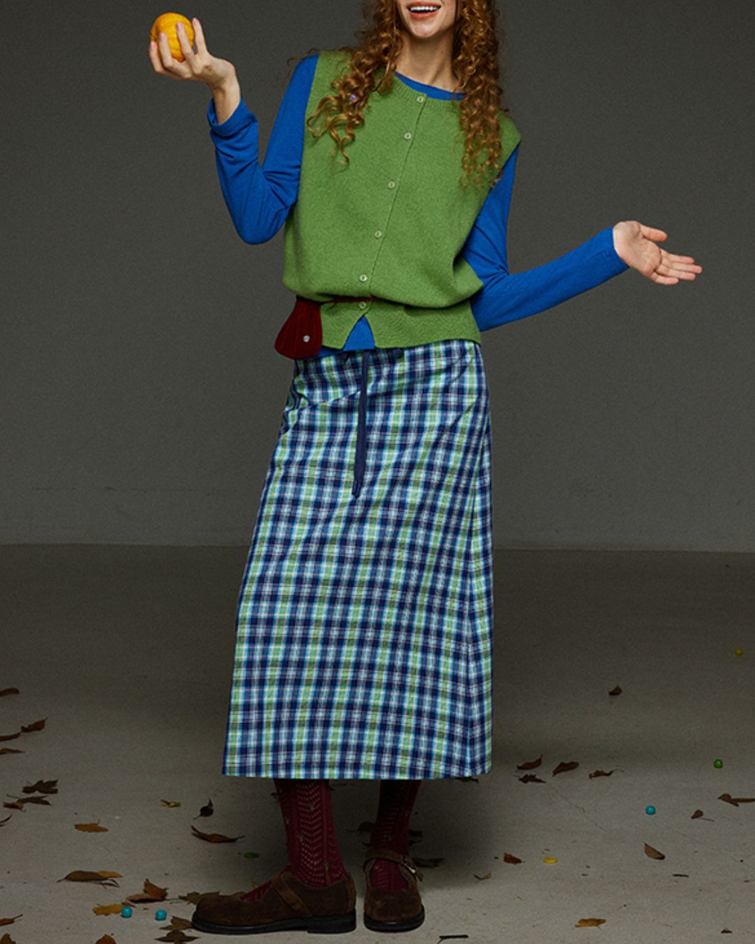 Retro Knit Front Button Vest　KN034