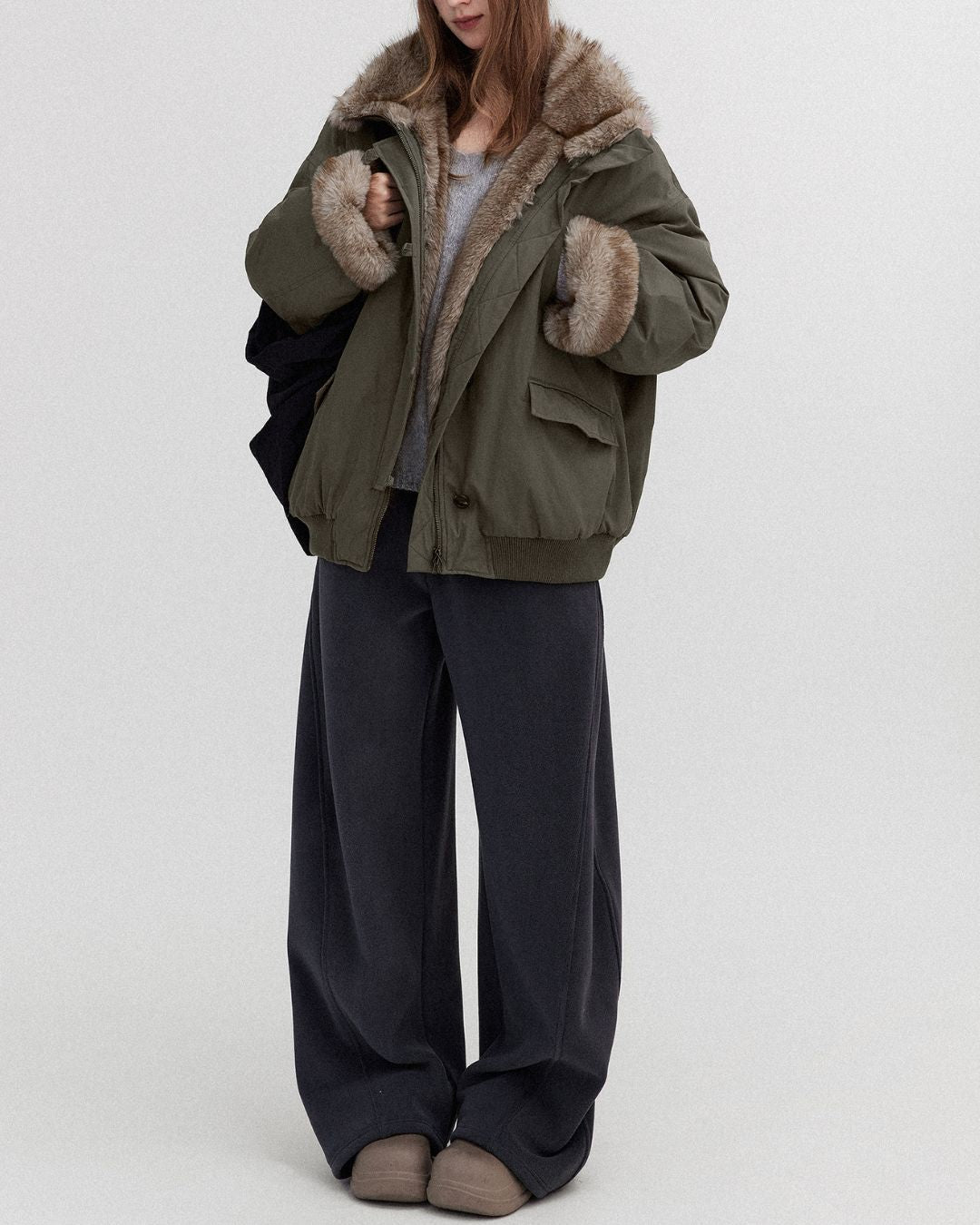 Oversized Fur Work Jacket　JK059