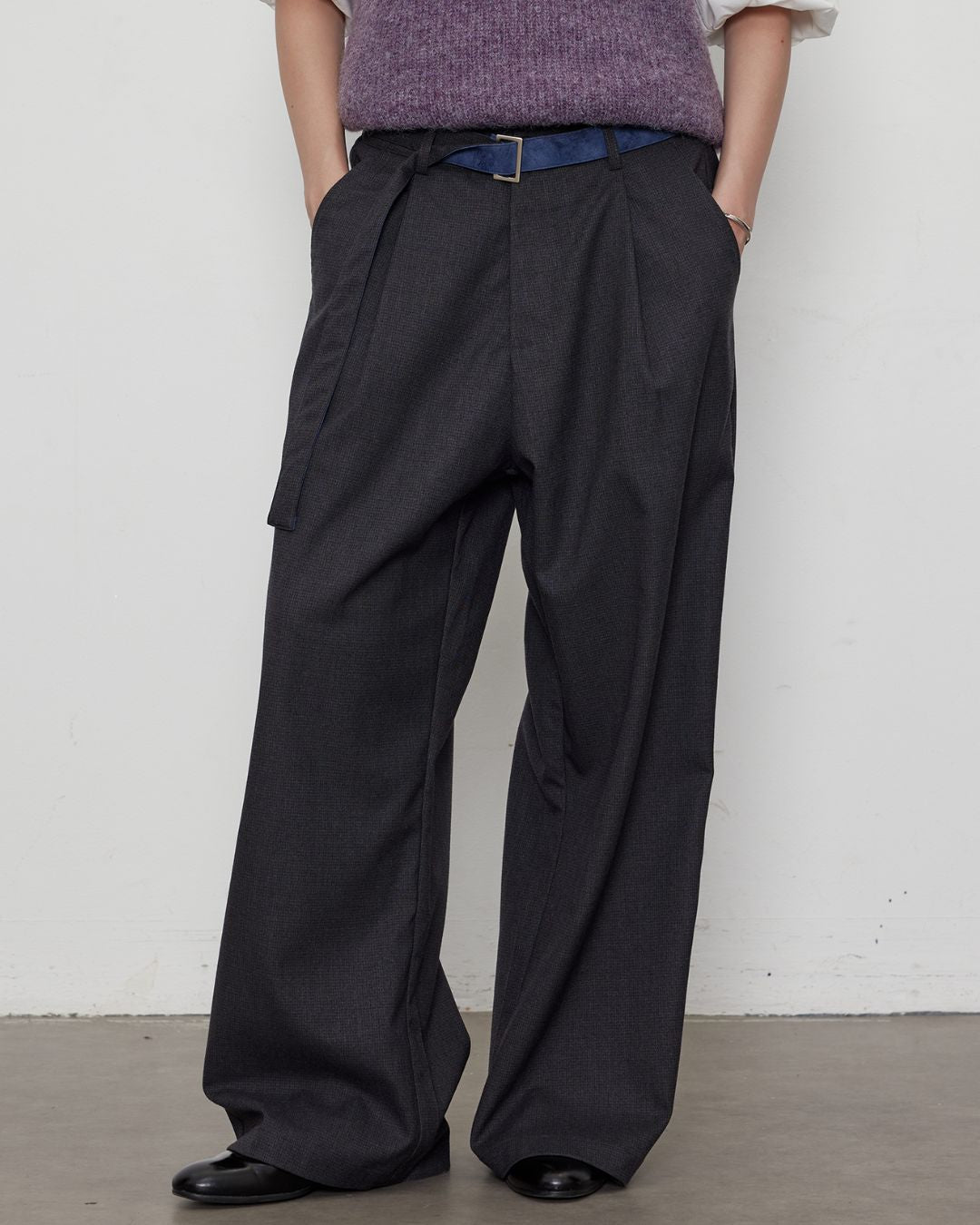 Houndstooth Draped Wide Pants　PT020