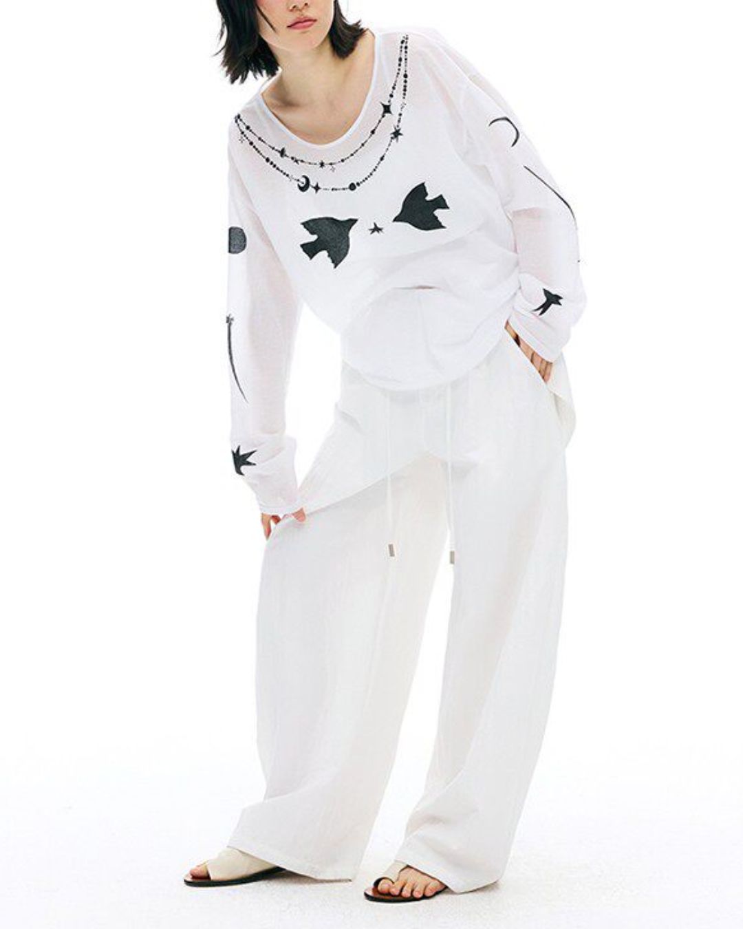 Relaxed Fit Sheer Print T-shirt　LT025