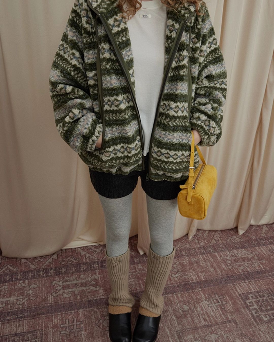 Fleece All-over Border Jacket　JK042