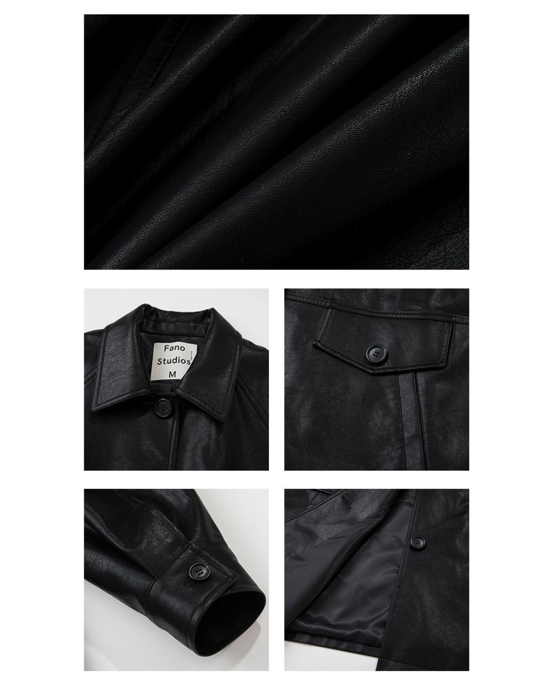 Mid-length Collared Leather Jacket　JK036
