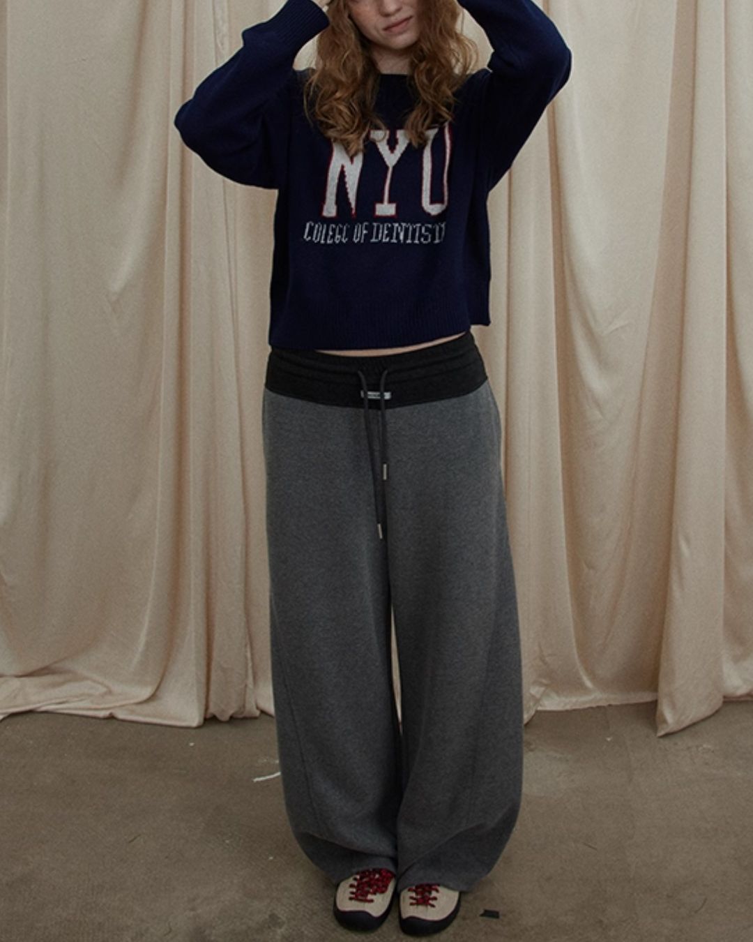 Color Block Curved Straight Pants　PT025