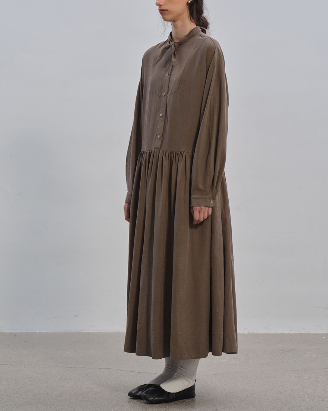 Gathered Long Shirt Dress　OP003