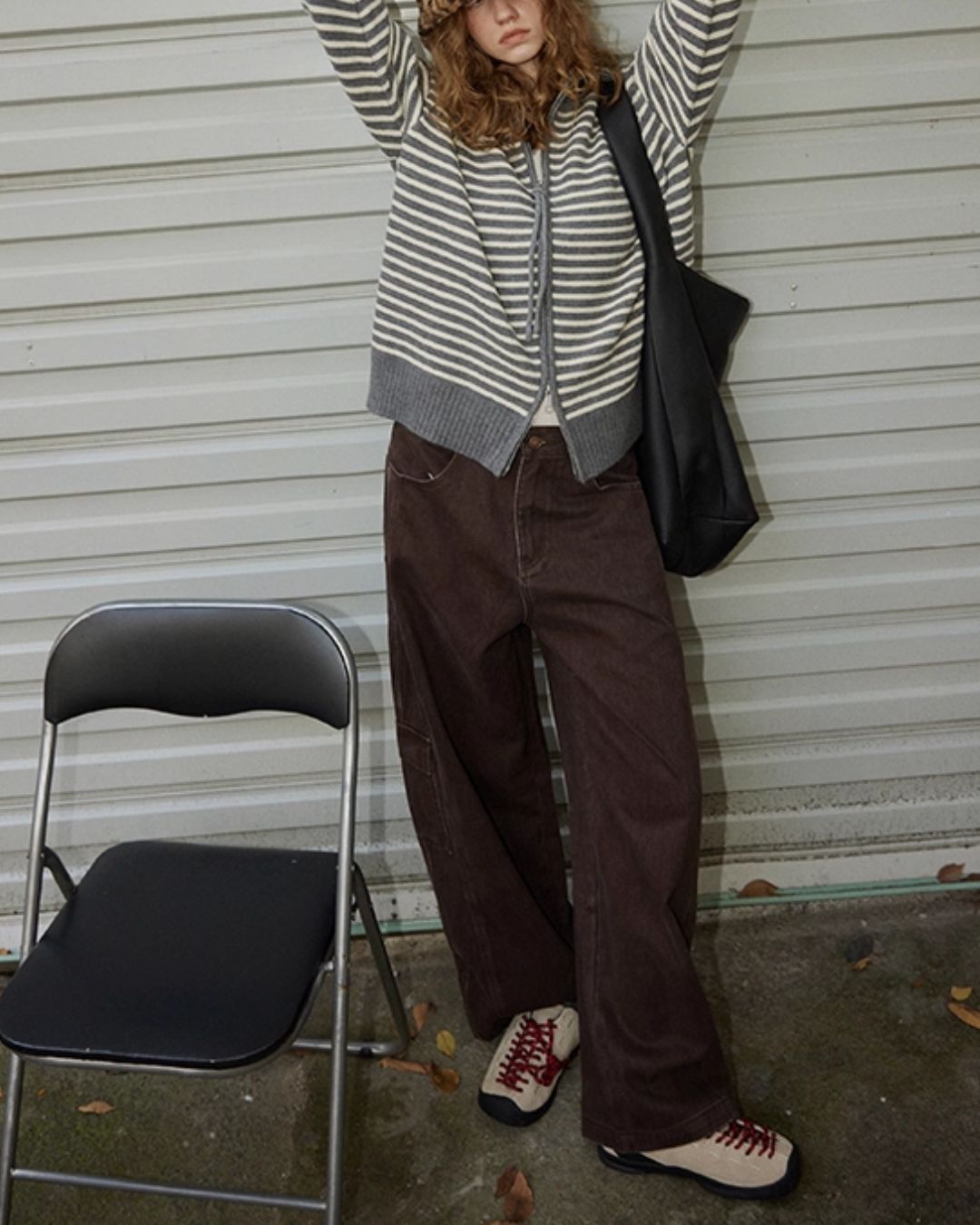 Double-Zip Border Knit Cardigan　KN043