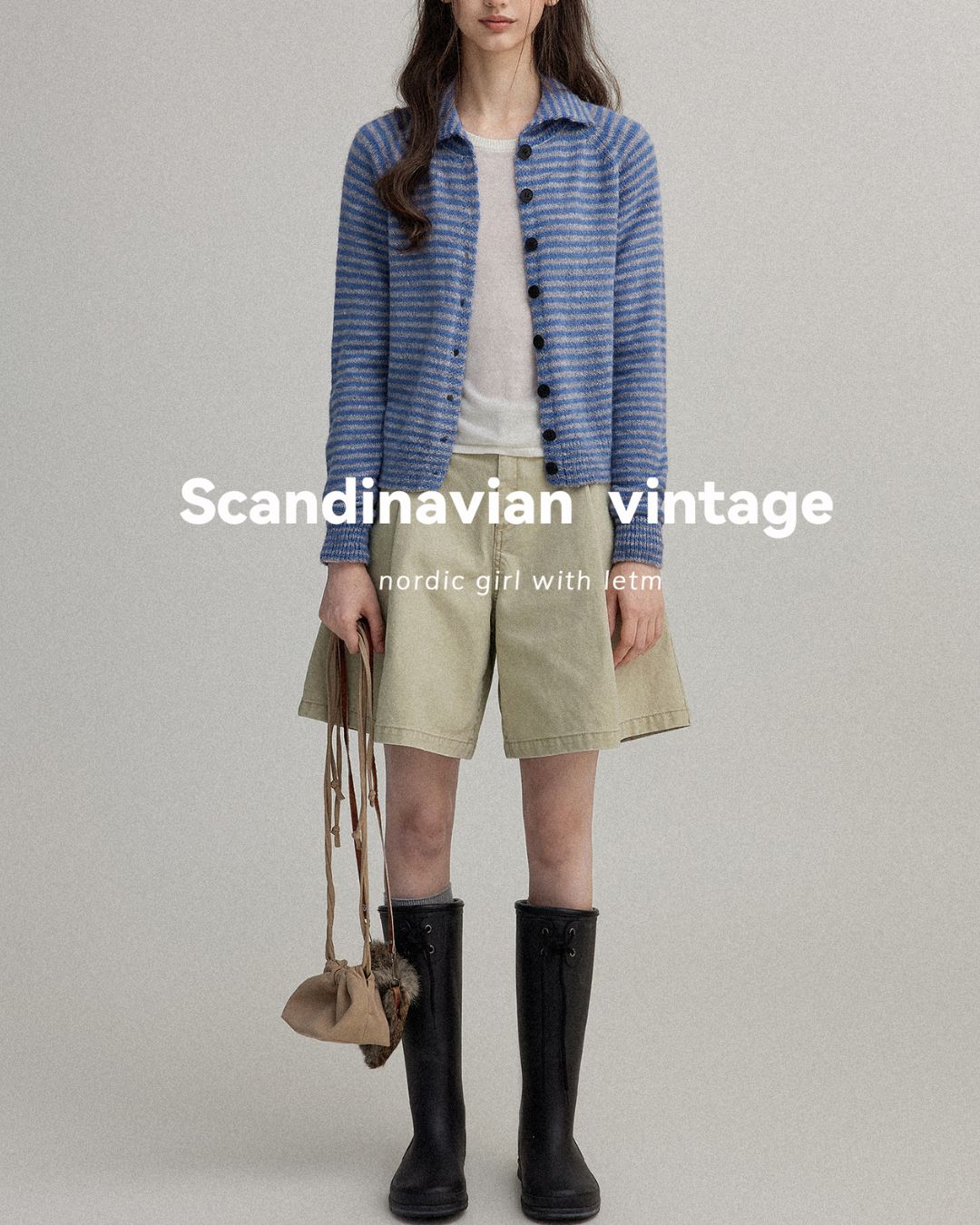 Collared Border Knit Cardigan　KN020