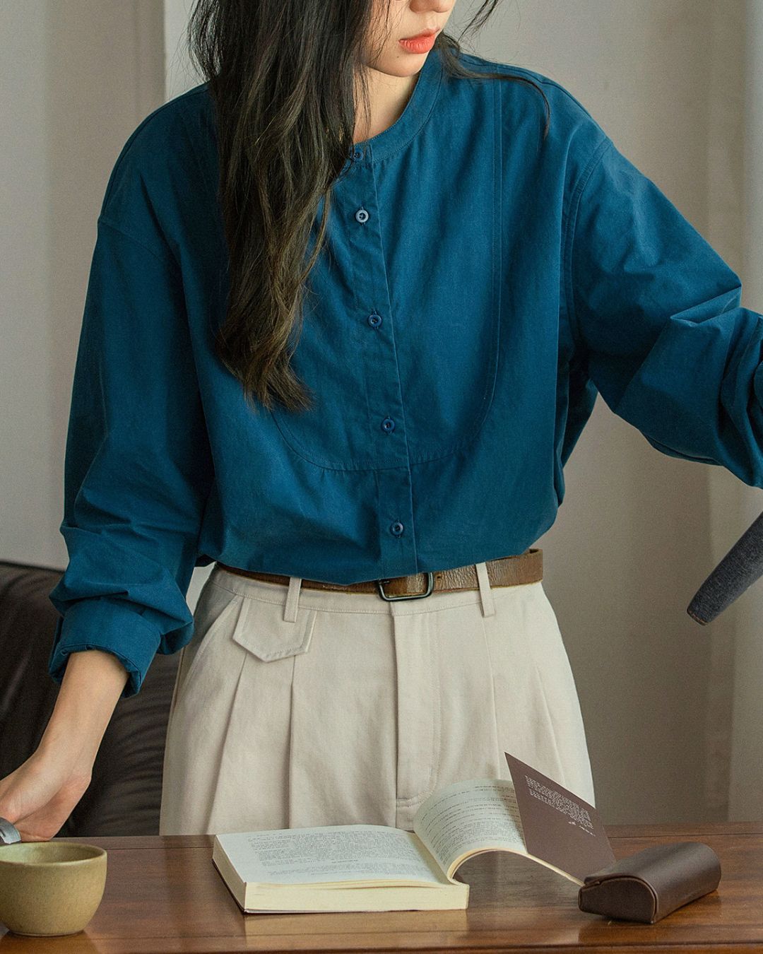 Band Collar Loose Shirt　LS057