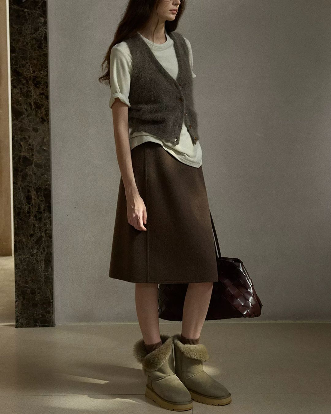 Fluffy Mohair Blend V-neck Vest　VT021