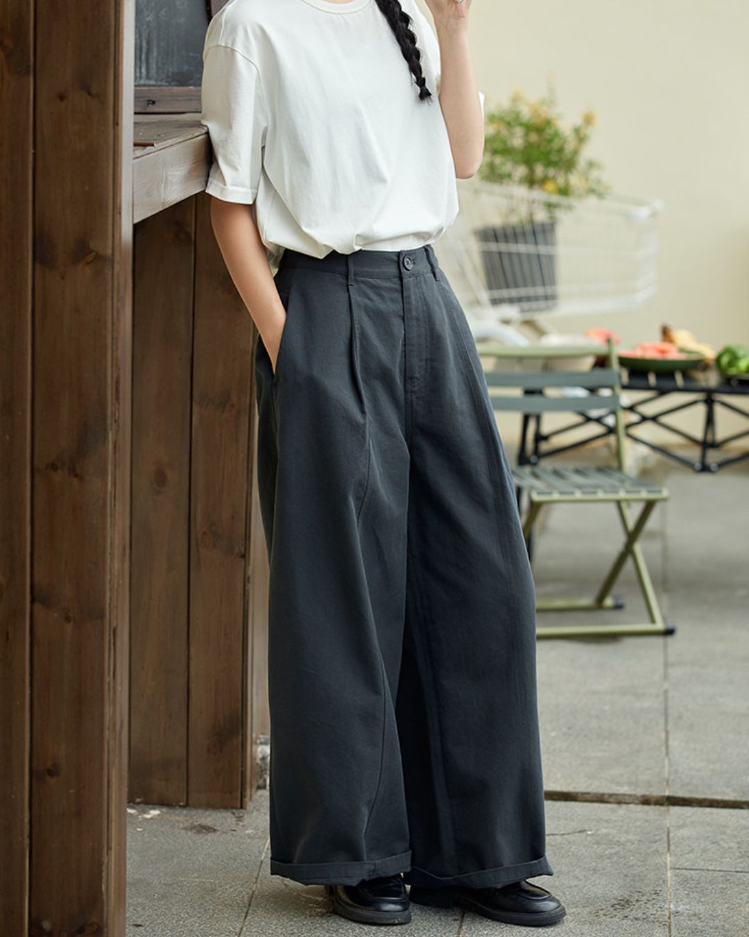 Tucked Wide Curve Pants　PT032