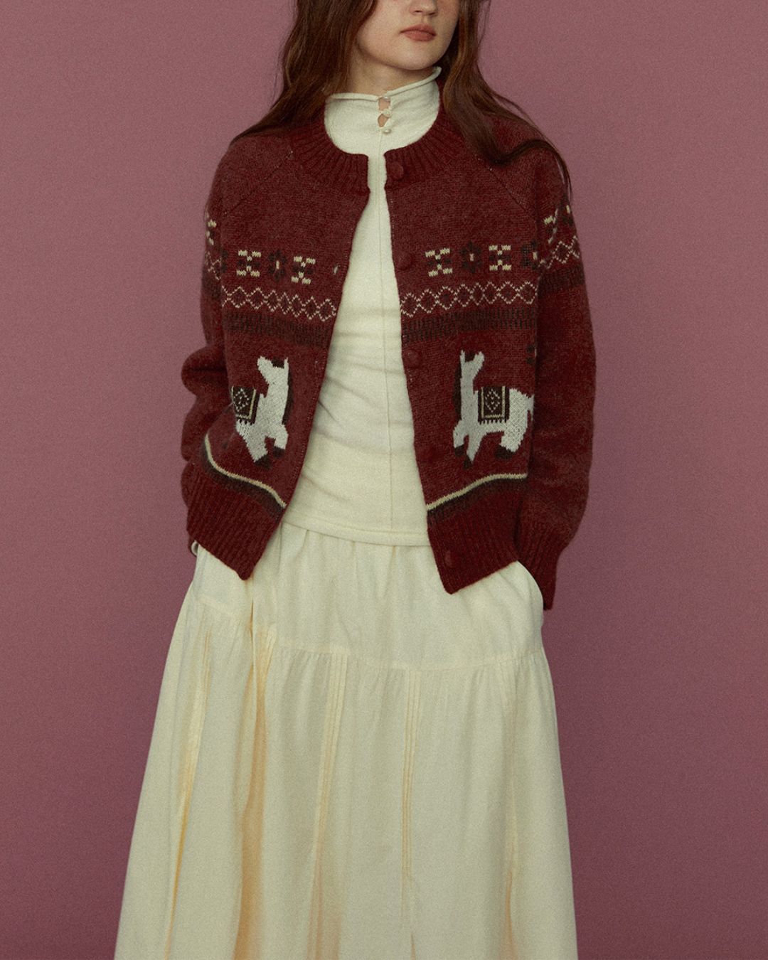 Dancing Pony Fair Isle Knit Cardigan　KN092