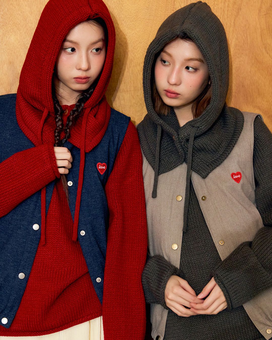 Loose Crew Neck Knit With Balaclava　KN089