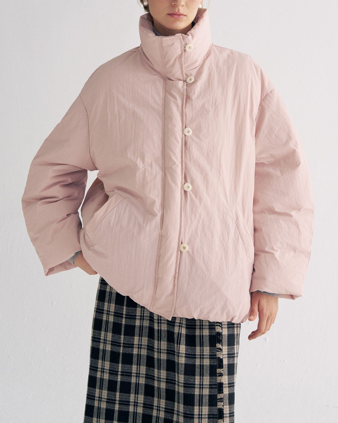 White Duck Down Gathered Jacket　JK079