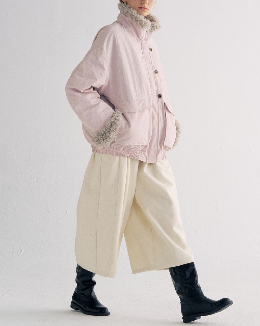 Stand-up Boa Collar Padded Jacket　JK077