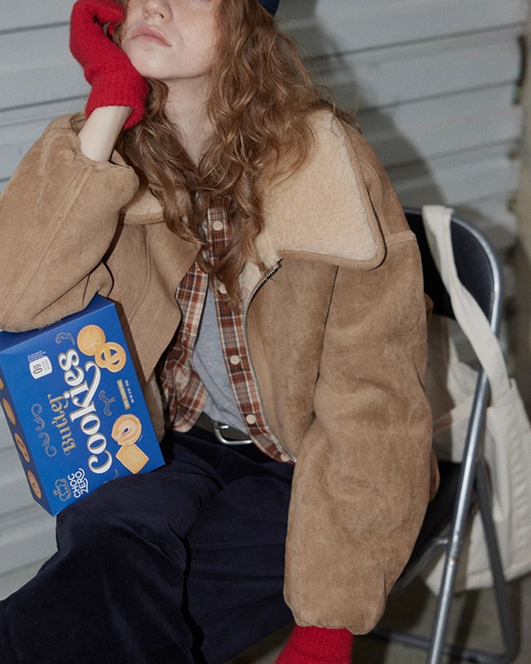 Reversible Boa Big Collar Jacket　JK055