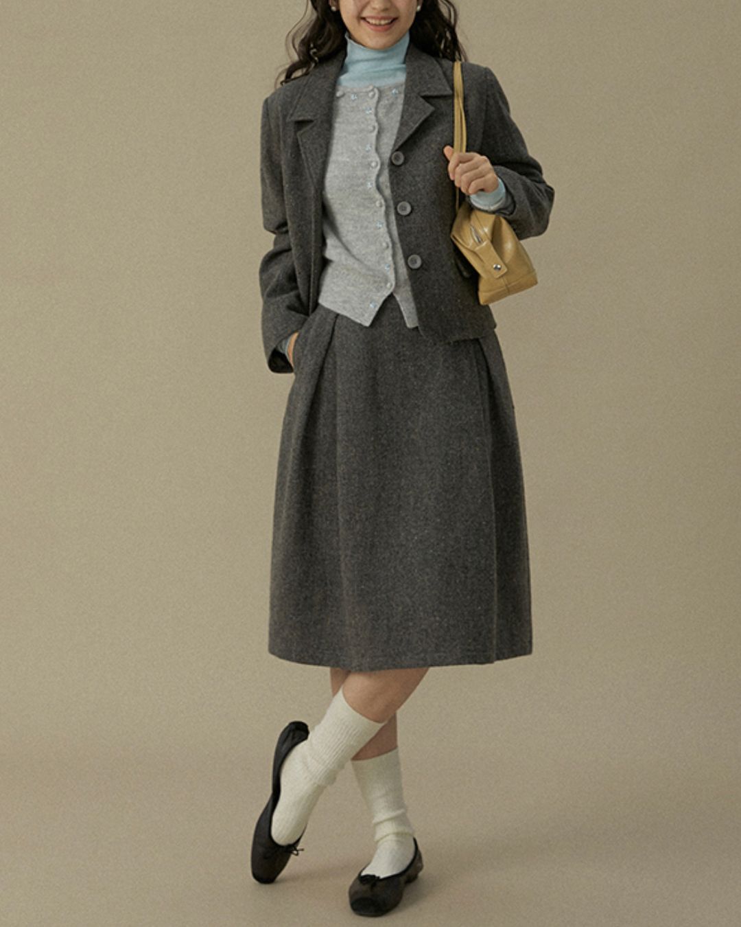 Nep Knee-length Cocoon Skirt　SK015